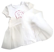 Sukienko-body dla dziewczynki body niemowlęce sukienka niemowlęca biała 74
