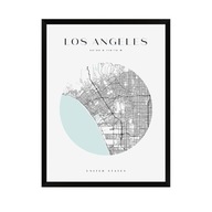 Plagát Mapa mesta Los Angeles okolo 21X29,7 cm + rámik čierny
