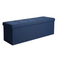 Pufa ławka do przechowywania tapicerowana ciemnoniebieska 110 cm