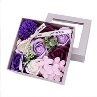 Flowerbox mydlane róże duże pachnące mydełka piękny prezent na Dzień Matki