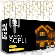 JÉGCSAP KÜLTÉRI LÁMPA 300 LED FÉNYFÜGGÖNY FEHÉR MELEG FIX + FLASH