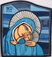 Matka Boża Maryja IKONA Autorska na drewnie CHRZEST ślub Komunia DEDYKACJA