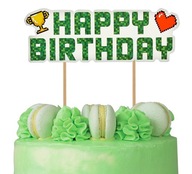 Topper HAPPY BIRTHDAY 1-9 urodzinowy GAME ON piksele dekoracja tort GAMING