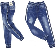 JOGGERY miękkie SPODNIE jeans 164C DRIVE 134/140