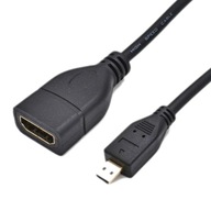 Kabel adapter przedłużka micro HDMI do HDMI 18cm 0,18m HD2 czarny