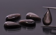 Obsidián strieborný kabošon slza 16,5x9 mm