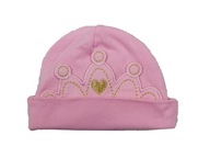 Różowa czapka korona bawełna -3 miesiące