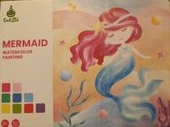 Blok do malowania z farbami zeszyt akwarela Watercolor syrenka pisak wodny