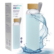 Sklenená fľaša na vodu 0,7l Fľaša AquaFloow + neoprénové puzdro 700ml modrá