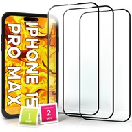 3-balenie TVRDENé SKLO pre iPhone 15 PRO MAX na celú obrazovku 9H ochranné 5D