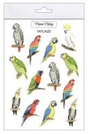 Tetovanie umývateľné Papagáje, realistické maľované ilustrácie