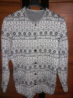 Sweter kardigan 38 40 bluza norweski wzór sweterek chanelka