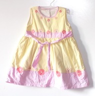 Sukienka z wiązaniem Żółta Różowa KWIATY KWIATKI roz. 86-92 cm A1349