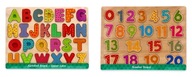 Puzzle dla dzieci 3+ Kolorowe Literki Cyferki Alfabet Liczenie Drewniane