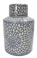 NÁDOBA uzatvárateľná biela modrá vzor KERAMICKÁ VÁZA GINGER S urna váza