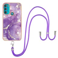 Etui Dla Motoroal Moto G71 5G Marmur Pasek Na Smycz Crossbody Anti-Scratch