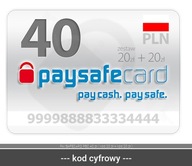 PAYSAFECARD PSC 40 zł ( kod 20 zł + kod 20 zł )