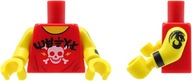 LEGO tors figurki - czerwona koszulka z czaszką, tatuaż na ręce