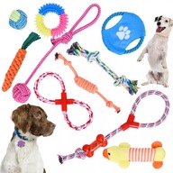 Sada 10 hračiek pre psa šteňa šklbacie hryzátka silné farebné