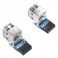 9 Pin/10 Pin to Dual USB 2.0 Female Vertical Type