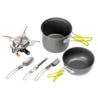 PLATINET CAMPING GAS STOVE + ACCESSORIES GÁZPATRON ÉGŐ TARTOZÉKKAL