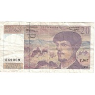 Francja, 20 Francs, Debussy, 1995, Y.047, VF(30-35