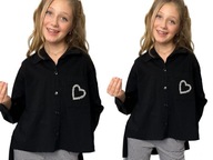 Koszula dziewczęca asymetryczna kiz czarna 140
