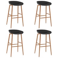 Hoker hokery krzesła barowe czarne 95,5 cm drewno 4 sztuki komplet zestaw