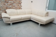 NAROŻNIK SOFA SKÓRA NOWOCZESNY STYL JASNY ECRU 250x200 w-794