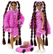LALKA BARBIE EXTRA 14 lalka z długimi warkoczami + piesek w różowym autku