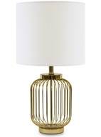 Zlatá stolná nočná lampa s bielym tienidlom