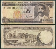 BNA - BARBADOS 10 Dolarów Dollars 1986 C11 # P35A # F/VF