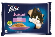 Purina Karma Felix Fantastic Junior Kurczak, Łosoś 4x85g