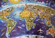 puzzle 1000 elementów MAPA ŚWIATA MIASTA