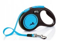 Automata póráz Flexi Neon szalag M-5m, 25 kg-ig, kék