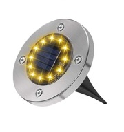 Lampa Solarna Ogrodowa Najazdowa Gruntowa Stal Ciepła Biel 16 LED Trwała