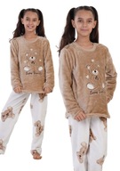 Dievčenské pyžamo plyšové hrubé Vienetta 128 7/8 rokov zimné teplé medvedíky