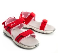 Detské športové sandále CLARCS na suchý zips pre mládež červené r. 32,5