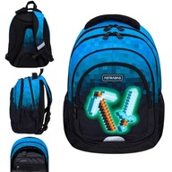 Školský batoh Minecraft Blue Pixel AB330 3 komorový 20l ASTRABAG