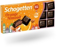 Schogetten Horká čokoláda oranžová s mandľami 100g