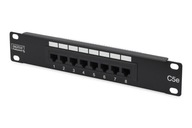 Patch panel 10'' 8 portów, kat.5e, U/UTP, 1U, czarny kompletny