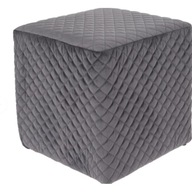 Velúrová taburetka prešívaná kocka sedák taburetka 32x32x34 cm tmavo šedá
