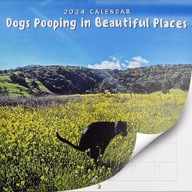 Funny Dog Pooping Monthly Wall Calendar 2024