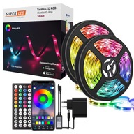 Zestaw Taśma LED 10m RGB 5050 Smart Bluetooth Aplikacja + pilot SuperLED