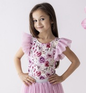 104 Bluzka bawełniana dla dziewczynki kwiaty tiul Lily grey