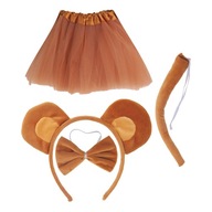 Monkey Ear Čelenka Bowtie Tail Tutu Set Dievčatá Chlapci Monkey Dark Brown Tutu