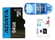 Karta Adata microSD 64GB UHS-I Klasa 10 + czytnik