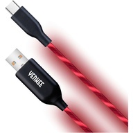 Kabel 1m USB 2.0 USB-C typ C Yenkee ŚWIECĄCY LED do auta 100cm