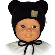 Czapka niemowlęca czapeczka dziewczęca BAWEŁNA wiązana czarna 42-43