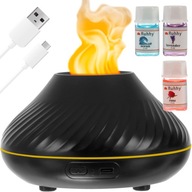 Nawilżacz Powietrza Dyfuzor Zapachowy Efekt Ognia Kominek LED Aromaterapia